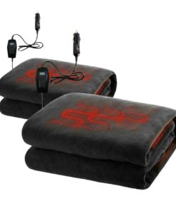 Zone Tech Classic Black 12V Car Heated Travel Blanket (2-Pack)