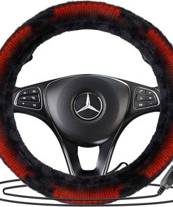 Zone Tech Car 12V Plush Sheepskin Heated Steering Wheel Cover