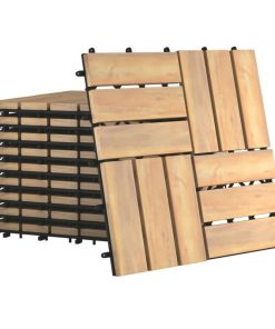 10-Piece Acacia Wood 12" x 12" Deck Patio Pavers