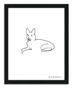 ''German Shepherd Line Drawing'' Framed Wall Art