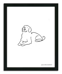 ''Golden Retriever Line Drawing'' Framed Wall Art