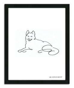 ''Husky Line Drawing'' Framed Wall Art