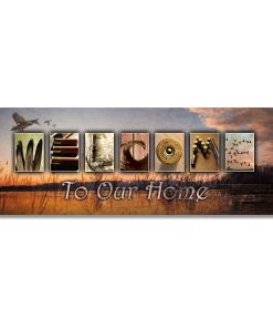 "Duck Hunting - Welcome" Block Mount Wall Art