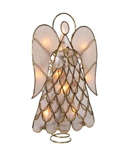 10-Light Capiz Shell Angel Christmas Tree Topper