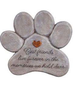 Evergreen 11 Paw Shaped Pet Memorial Garden Stone Best Friends Live Forever 0.4 x 2.2 x 2.2 inches