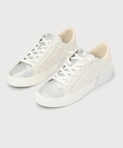 Zina Vanilla White Pearl Lace-Up Sneakers