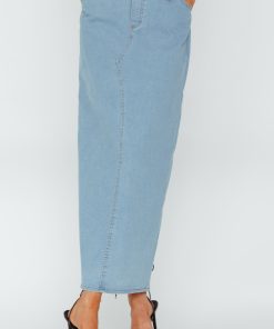 ZURICH POCKET MAXI SKIRT DENIM BLUE