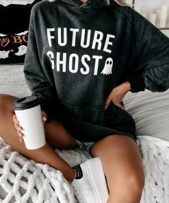 "Future Ghost" Vintage Wash Graphic Hoodie (Vintage Black) - Print On Demand