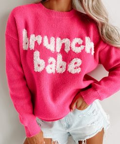 "Brunch Babe" Sweater (Fuchsia)