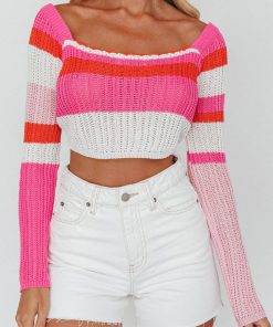 ZANDRA LONG SLEEVE KNIT TOP PINK MULTI