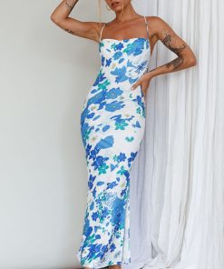 YOU'RE MY SUNSHINE TIE-UP BACK MIDI DRESS BLUE