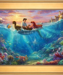 *RARE* Little Mermaid Falling In Love Framed Estate Edition Canvas Gallery Gold 12" x 18" #5/6