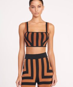 ZOLA TOP BLACK TAN SEASHORE STRIPE