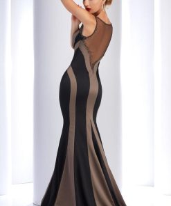 Clarisse - 4737 Fitted Sheer Striped Trumpet Gown
