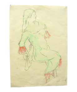 "Happy, Joyful Dancers" Contemporary Modernist Figurative Ink on Paper Drawing by Martha Holden