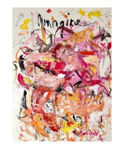 "Empty Rhetoric" Floral Contemporary Abstract Moon Painting by Frances Sousa