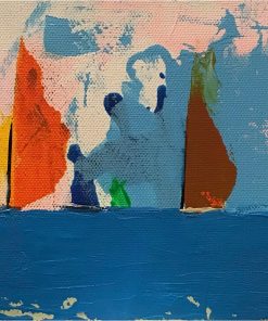 "Dynamic Vitality" Contemporary Geometric Hard Edge Acrylic Painting by Sassoon Kosian