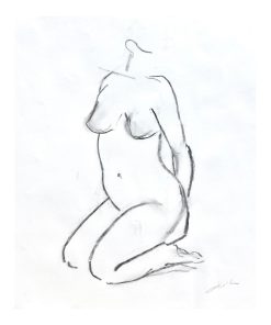 "Contemplation of a Man" Figurative Contemporary Nude Drawing by Artist Martha Holden