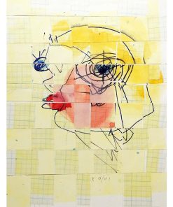 "Maggie's Flower" Contemporary Original Abstract Mixed-Media Collage by Mel Rea