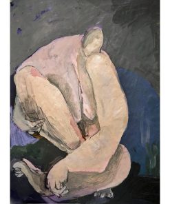 "Pensive" Contemporary Original Nude Painting on Paper by Bess Cutler