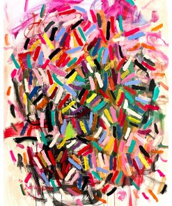 "Do You Think She's Pretty 2" Contemporary Abstract Expressionist Mixed-Media Painting by Sara Abbott