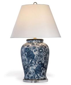 Zoren French Country Tapered Shade Blue Porcelain Table Lamp