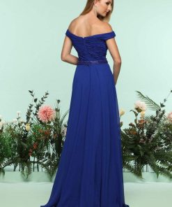 Zoey Grey Ruched Off-Shoulder Chiffon A-Line Dress 31170